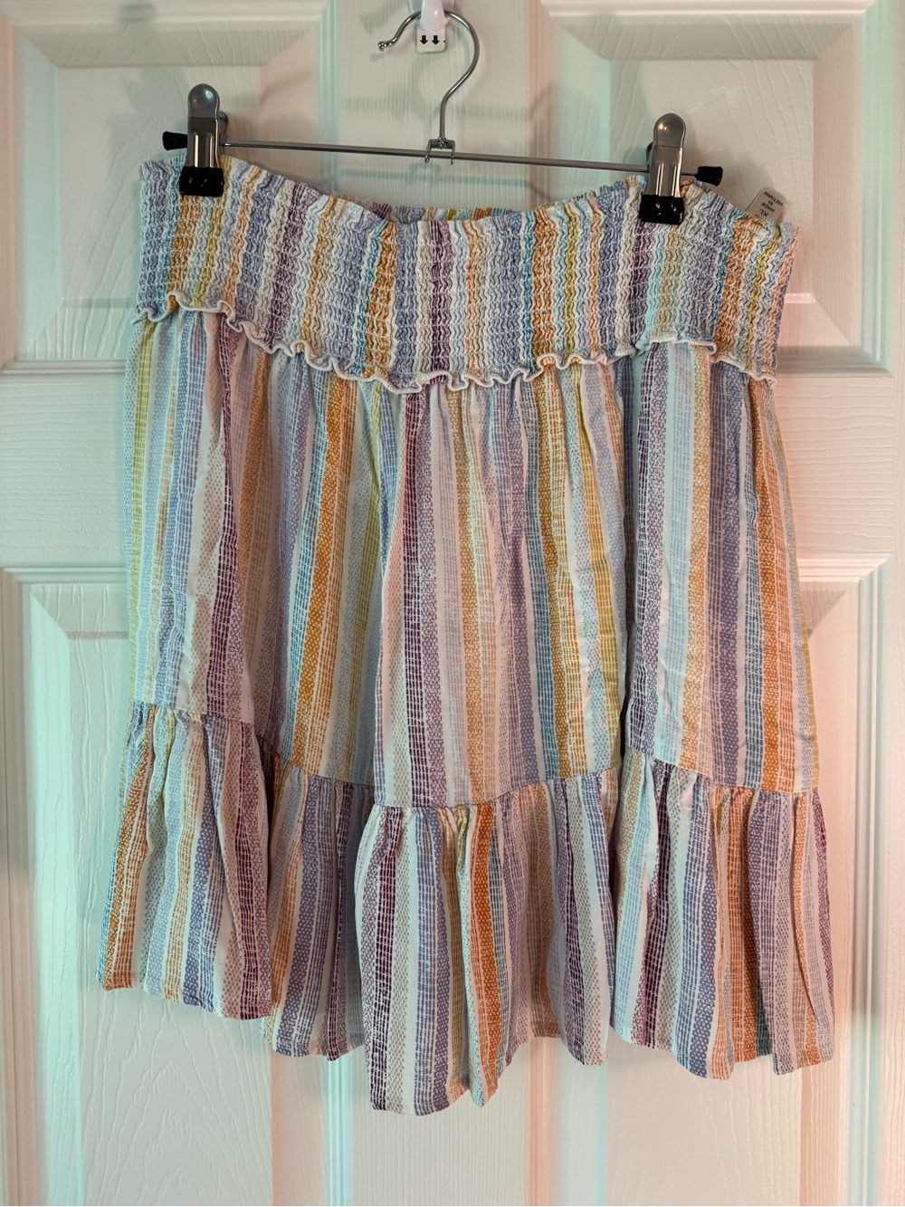 BeBop Pastel Striped Tiered Mini Skirt